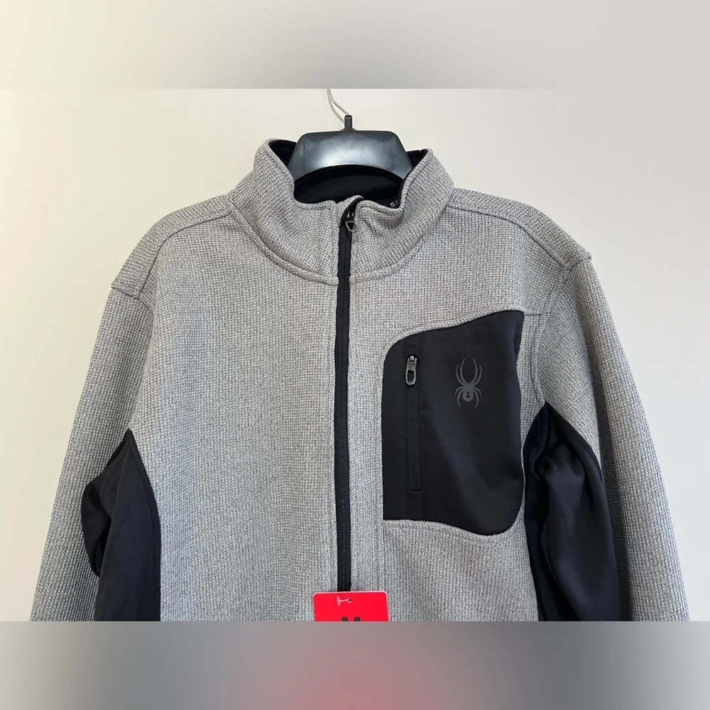 Spyder Men's Bandit Hybrid Full Zip Mid Layer Jacket, Grey/Black, M - Picture 9 of 9